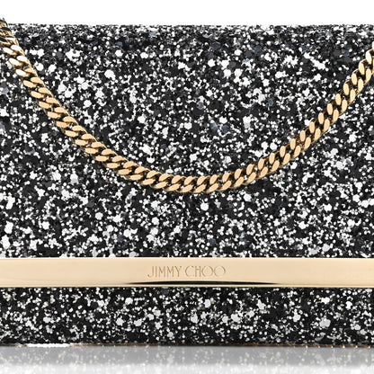 Jimmy Choo Glitter Milla Wallet on Chain Black 7 of 10
