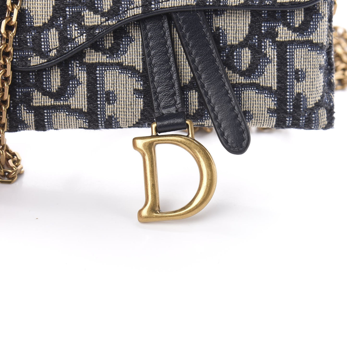 Oblique Nano Saddle Chain Pouch Blue