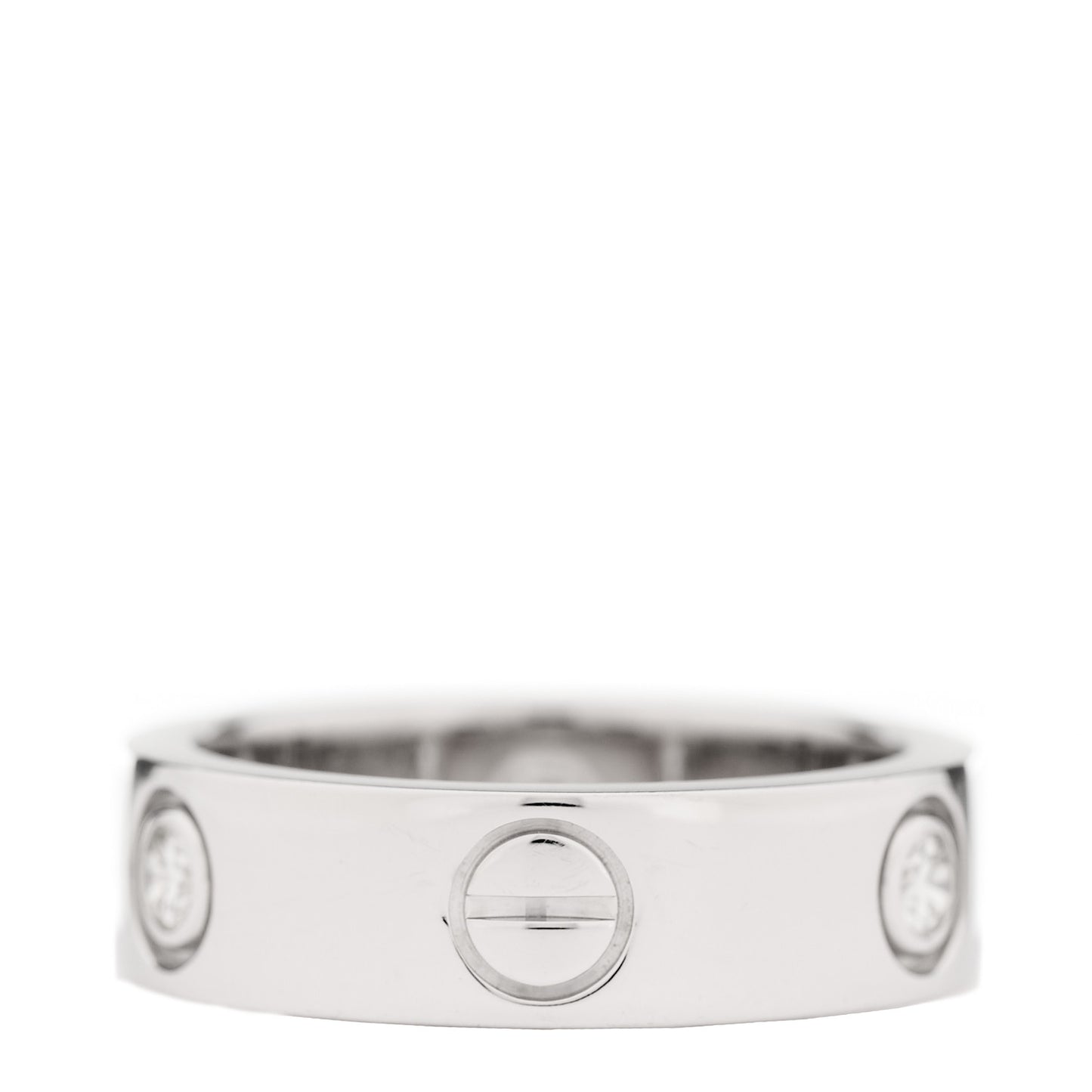 18K White Gold 3 Diamond 5.5mm LOVE Ring 51 5.75