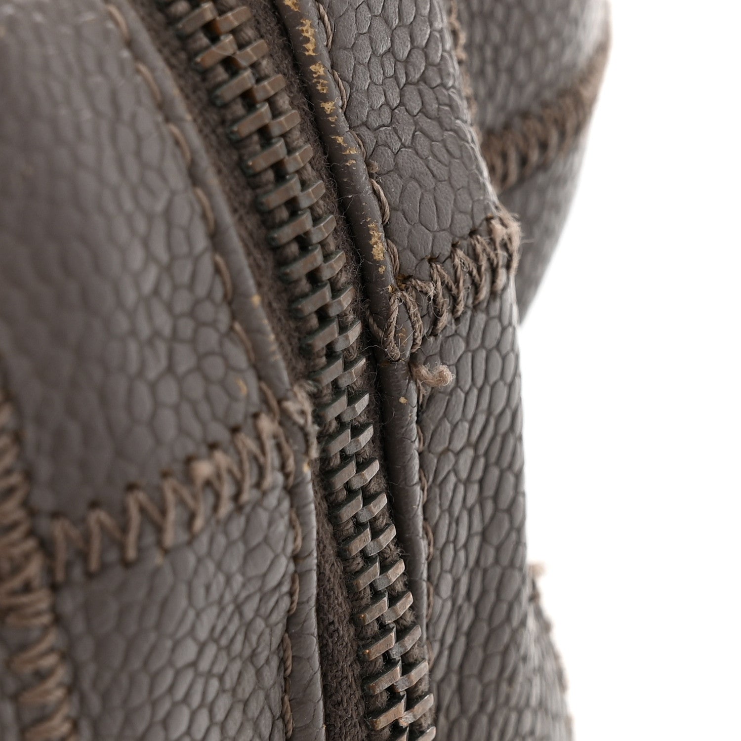 Chanel Caviar Square Stitched Bowler Grey 16 of 17