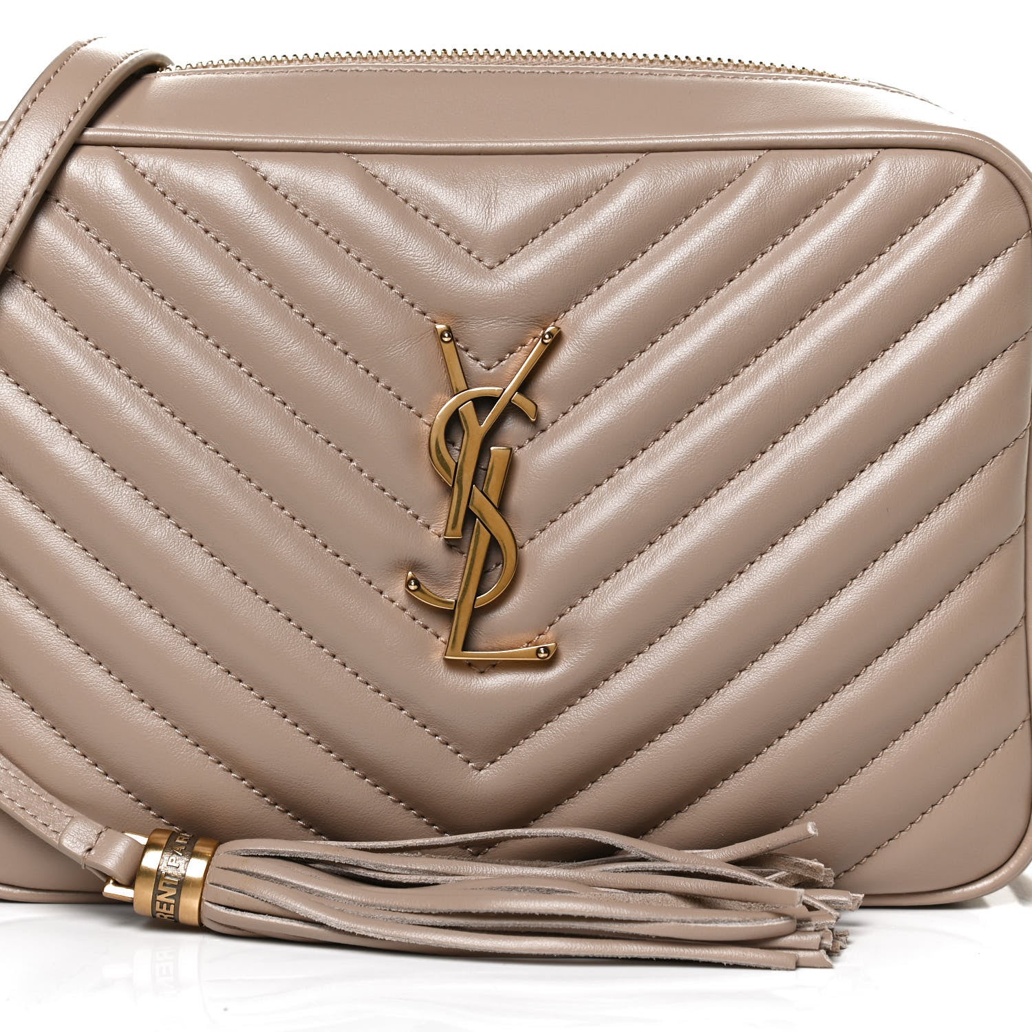 Saint Laurent Calfskin Matelasse Monogram Lou Camera Bag Dark Beige 8 of 10