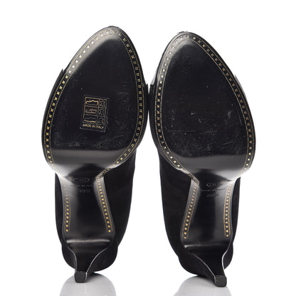 Chanel Suede Patent Cap Toe Pumps 39.5 Black 5 of 10