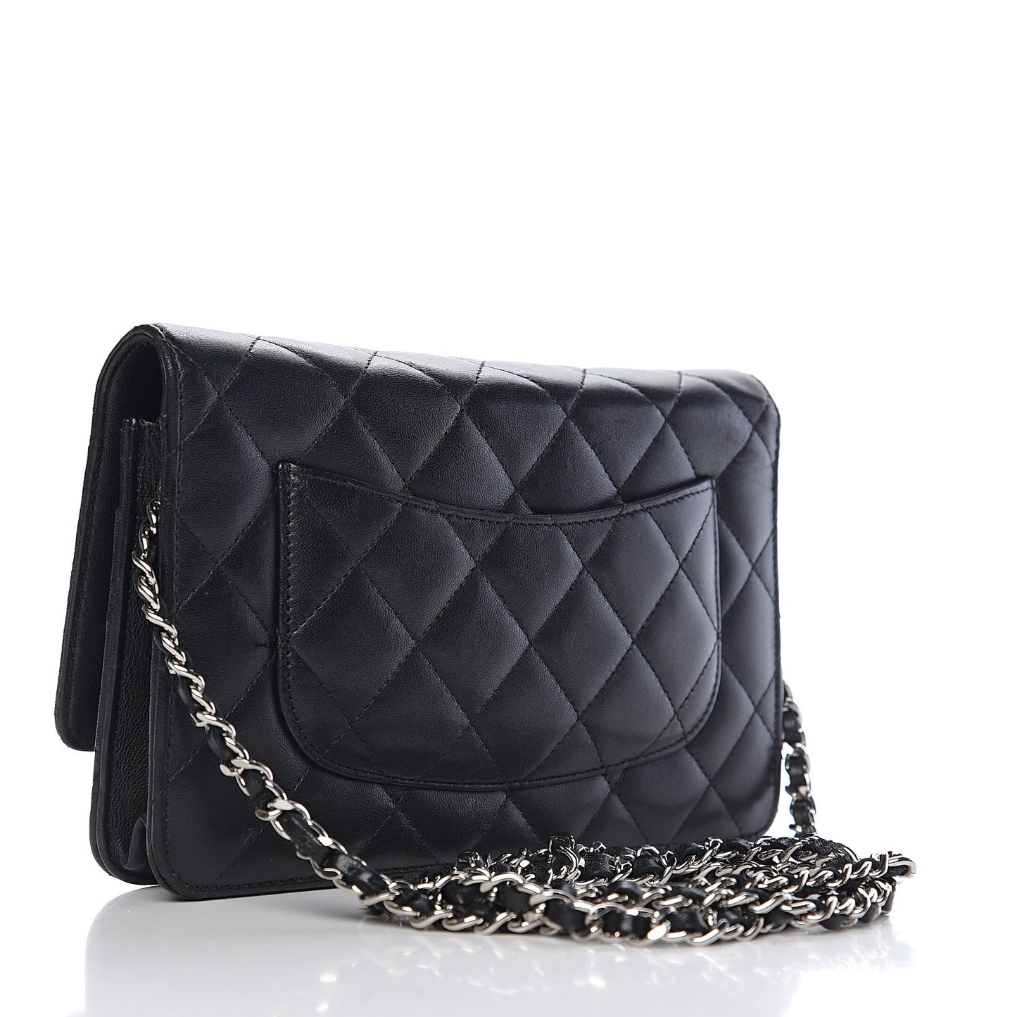 Lambskin Quilted Wallet On Chain WOC Black