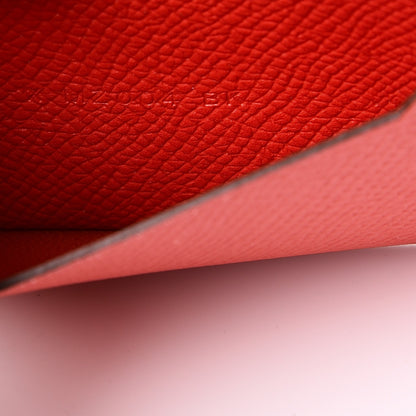 Hermes Epsom Bearn Card Holder Wallet Rouge Tomate 7 of 8