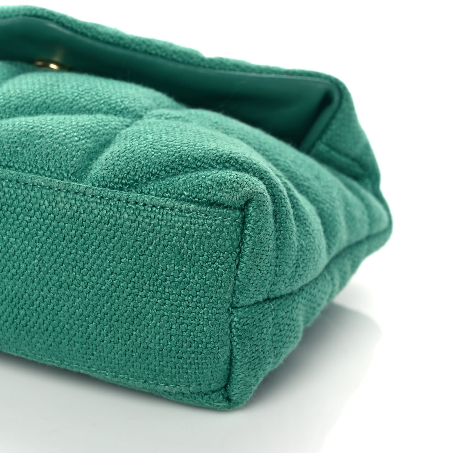 Saint Laurent Canvas Quilted Toy Loulou Puffer Monogram Chain Satchel Basil 9 of 10