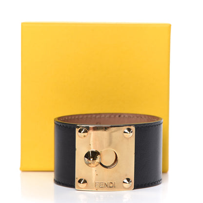 Fendi Calfskin Goldmine Cuff Gold Black 5 of 5