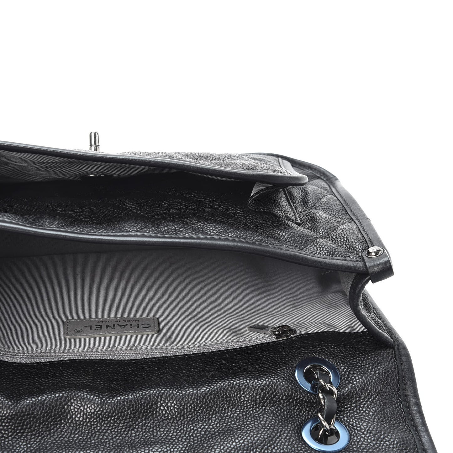 Caviar Quilted Medium French Riviera Flap Black