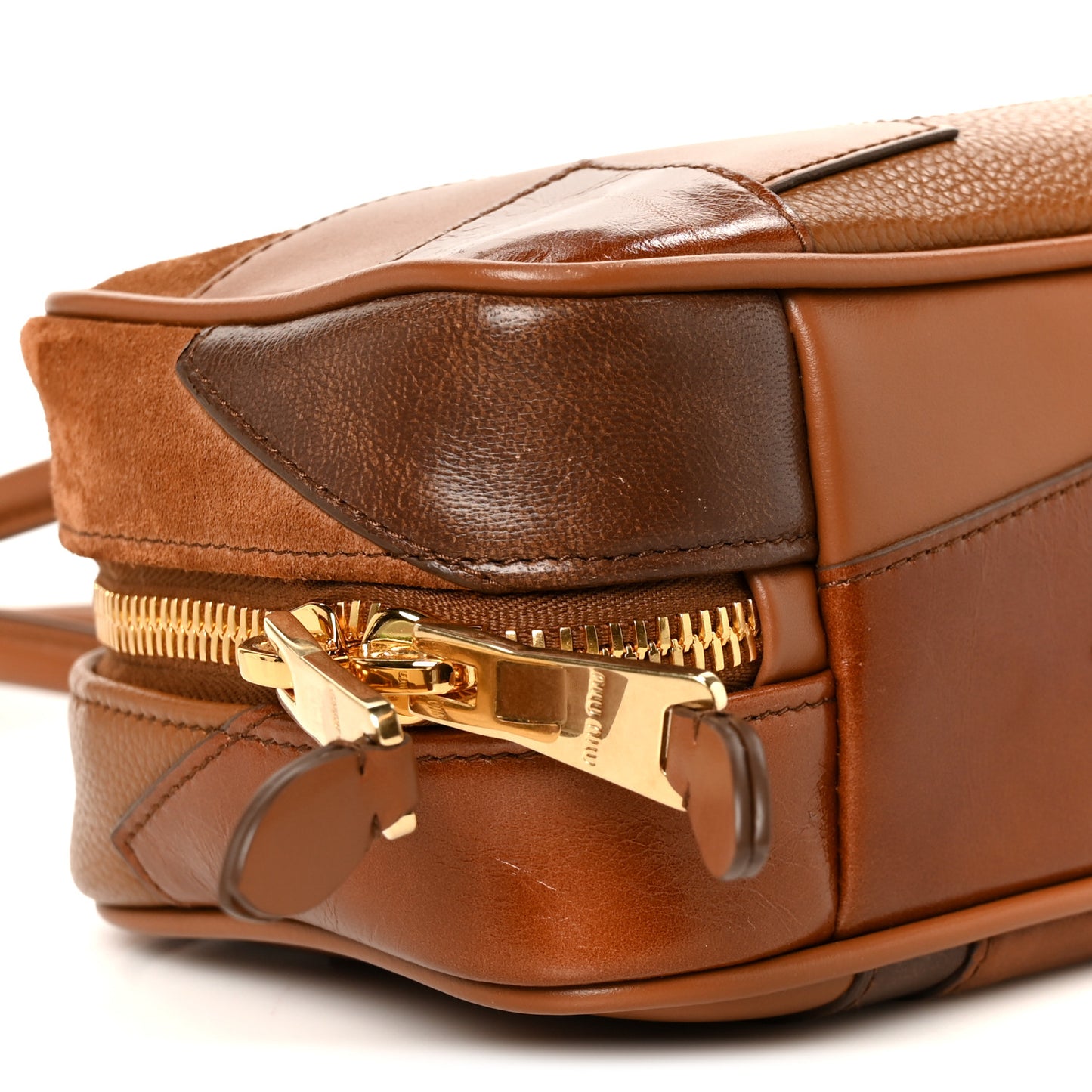 Nappa Patchwork Small Beau Top Handle Bag Cognac