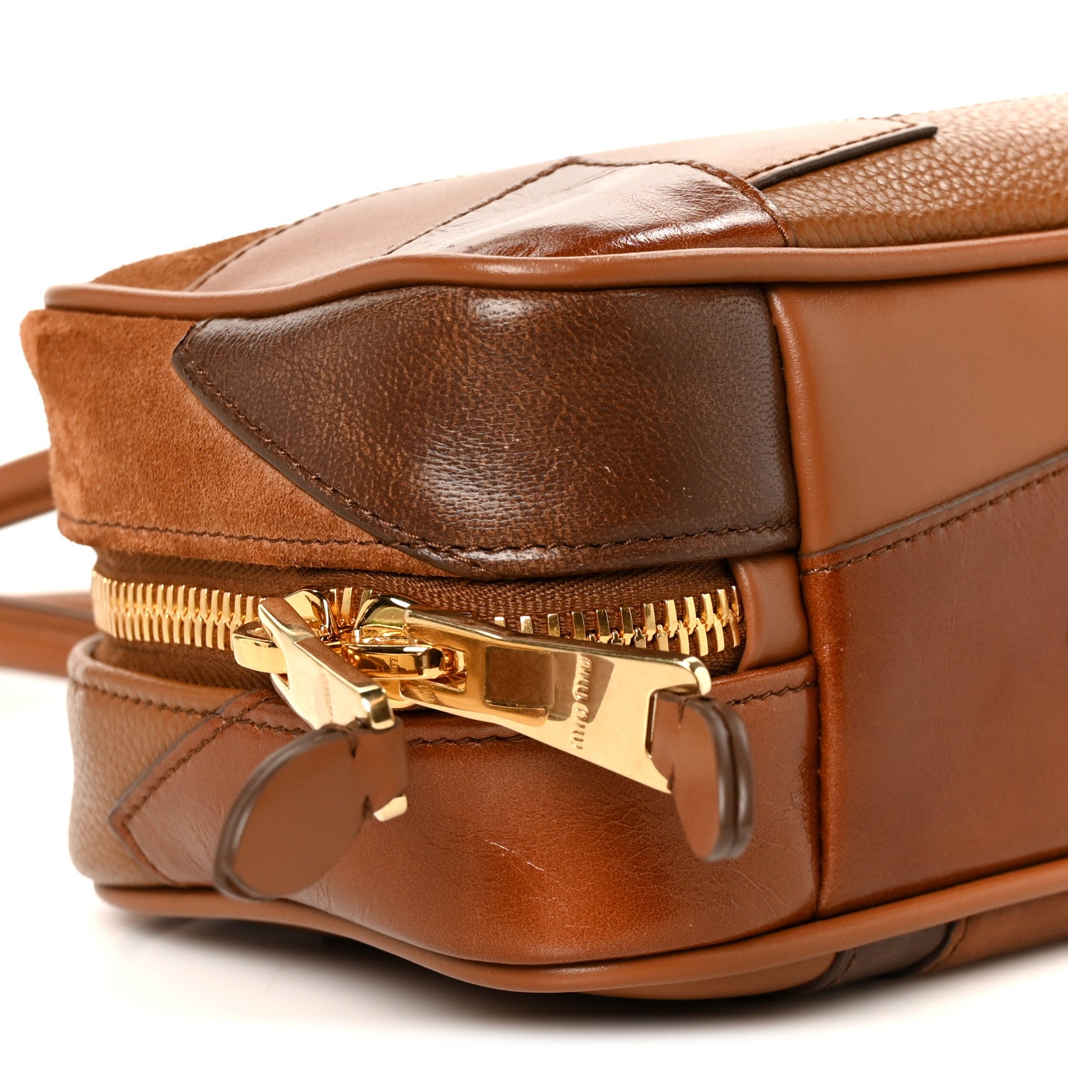 Miu Miu Nappa Patchwork Small Beau Top Handle Bag Cognac 8 of 9