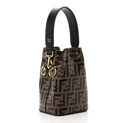 Fendi Vitello Liberty F is Fendi Bi-Color FF 1974 Embossed Mini Mon Tresor Bucket Bag Maya Black 3 of 12