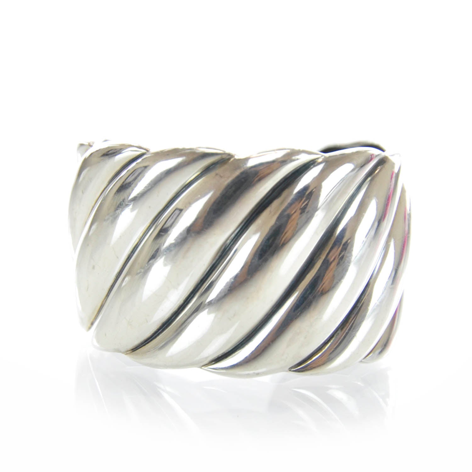 David Yurman Sterling Silver Wide Sculpted Cable Cuff Bracelet 3 of 5