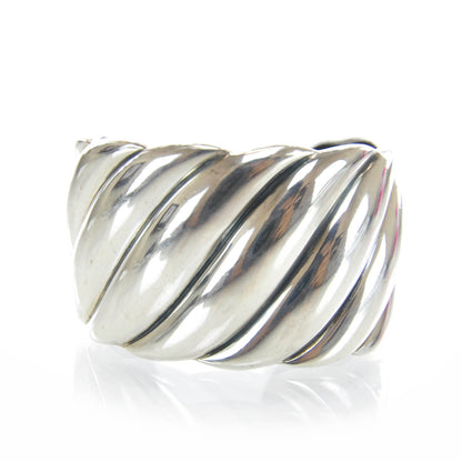 David Yurman Sterling Silver Wide Sculpted Cable Cuff Bracelet 3 of 5