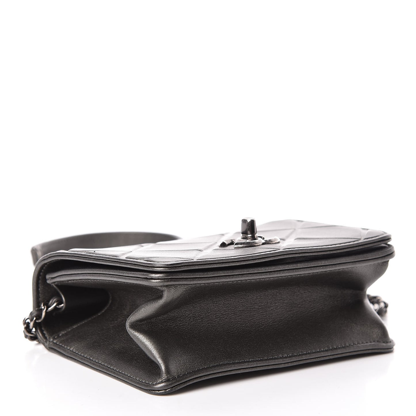 Metallic Calfskin Mini Propeller Flap Charcoal