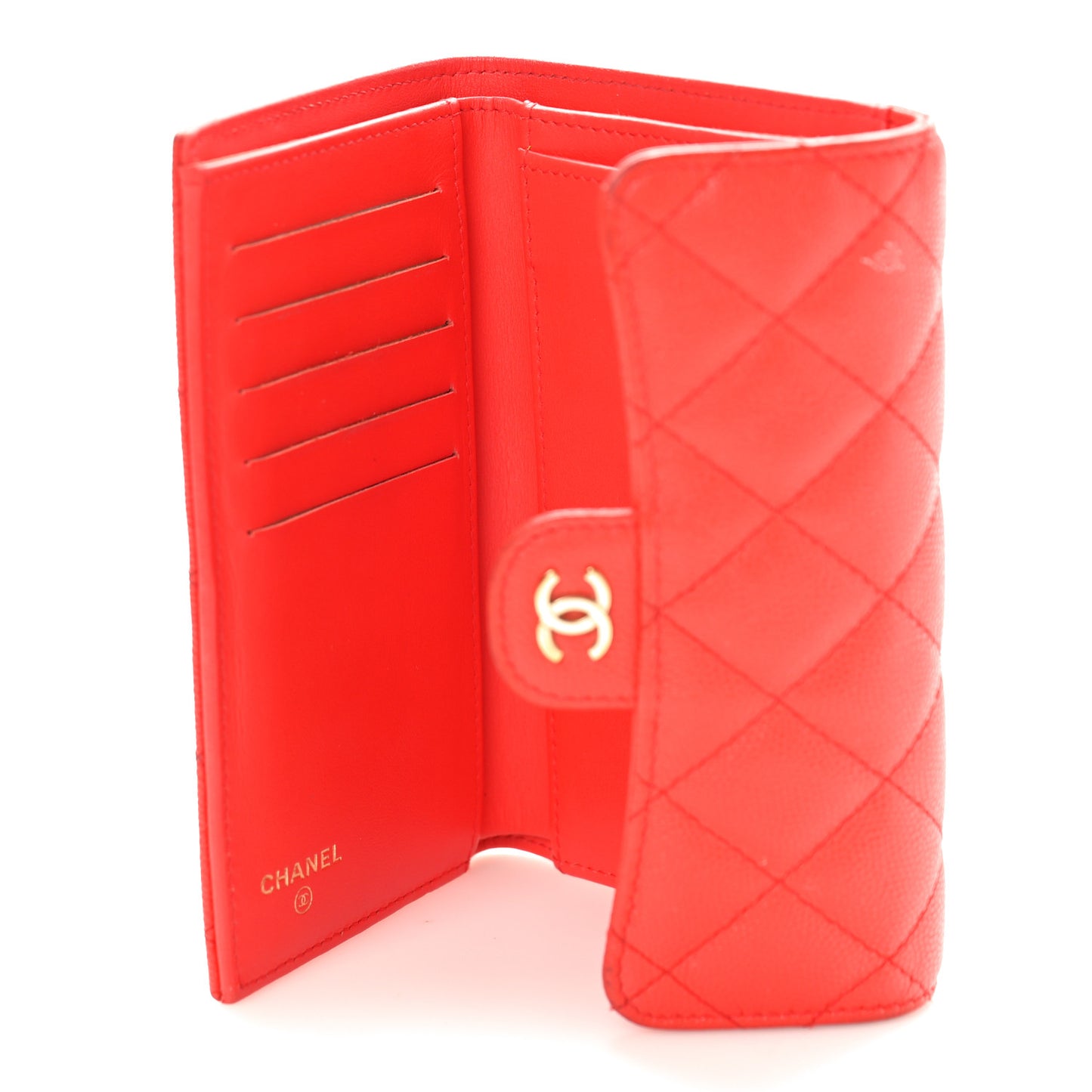 Caviar Quilted Medium Flap Wallet Red