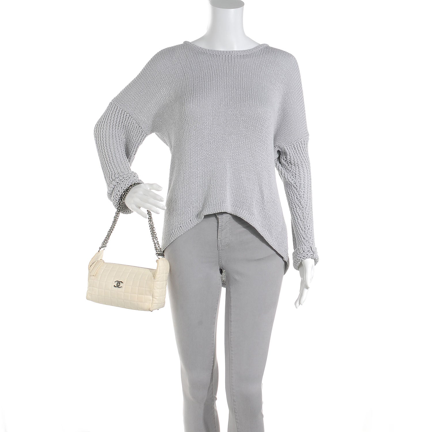Chanel Lambskin Square Quilted Shoulder Bag White 2 of 8