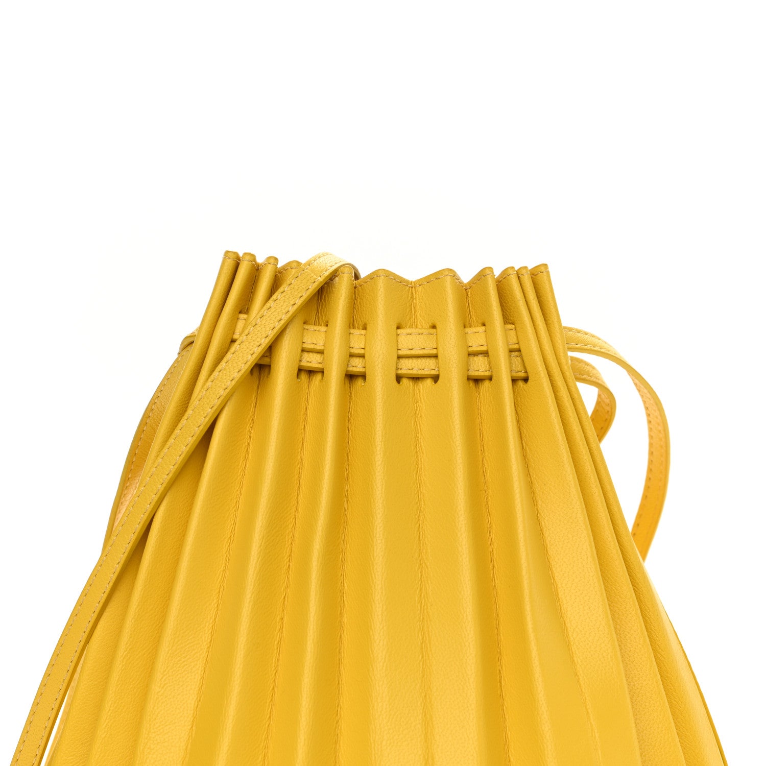 Mansur Gavriel Vegetable Tanned Calfskin Pleated Bucket Bag Sun Yellow 8 of 10