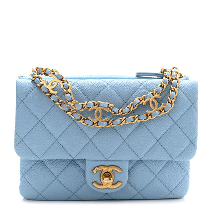 Chanel Shiny Caviar Pick Me Up Flap Belt Bag Light Blue 1 of 11