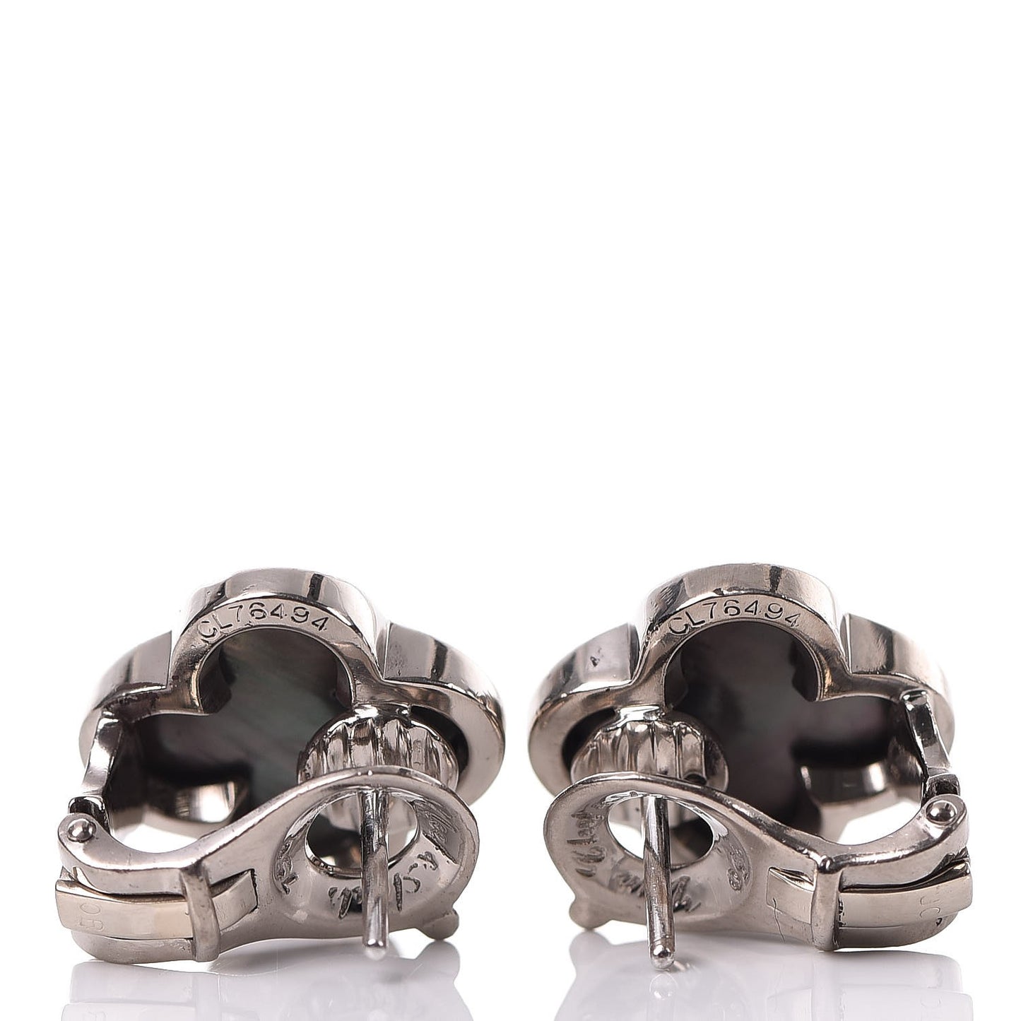 18K White Gold Mother of Pearl Pure Alhambra Earrings