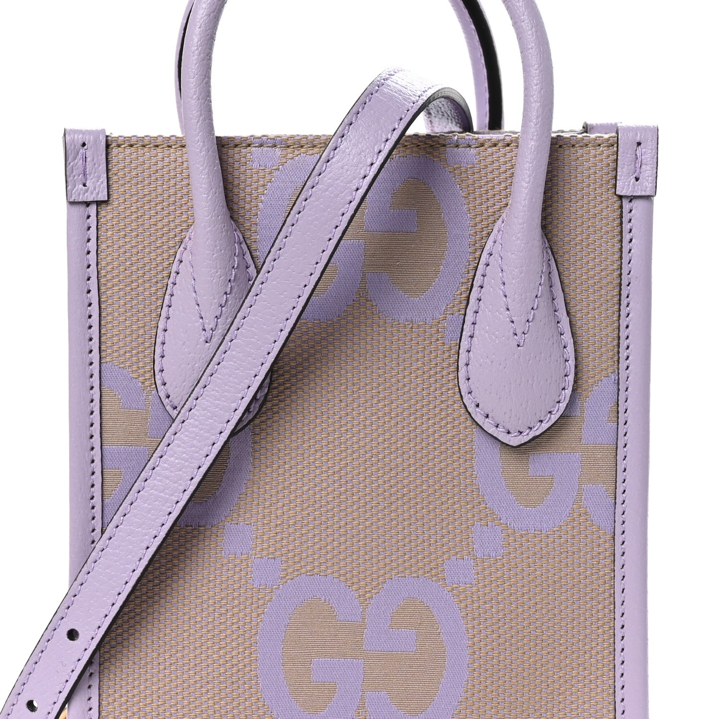 Monogram Jumbo GG Textured Dollar Calfskin Mini Tote Bag Beige Lapis