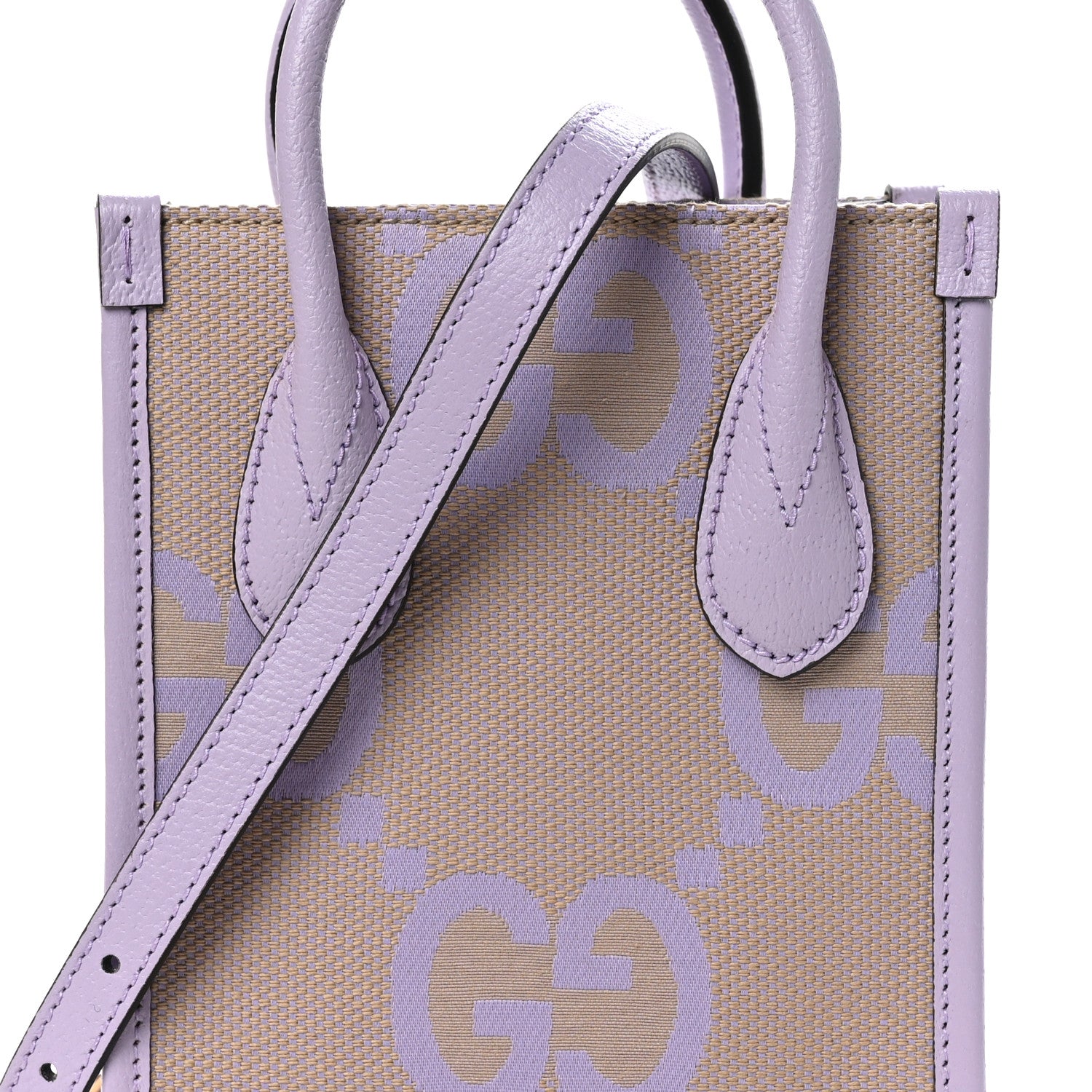 Gucci Monogram Jumbo GG Textured Dollar Calfskin Mini Tote Bag Beige Lapis 8 of 10