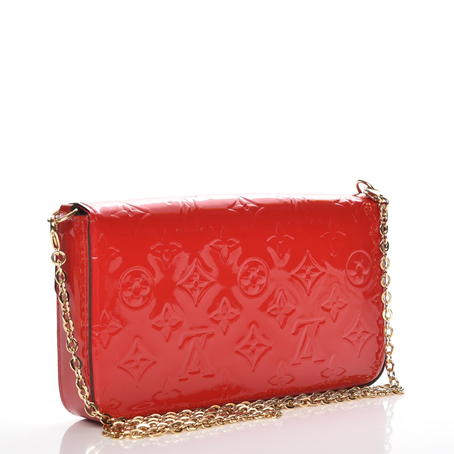 Louis Vuitton Vernis Felicie Pochette Chain Wallet Cherry 3 of 9
