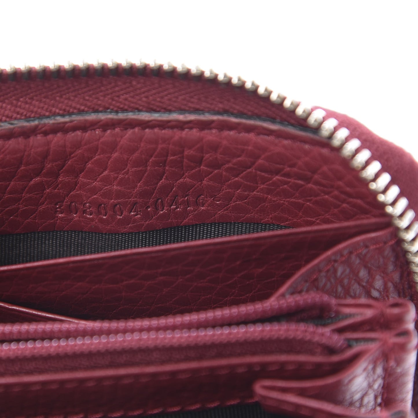 Pebbled Calfskin Studded Soho Zip Around Wallet Soft Burgundy