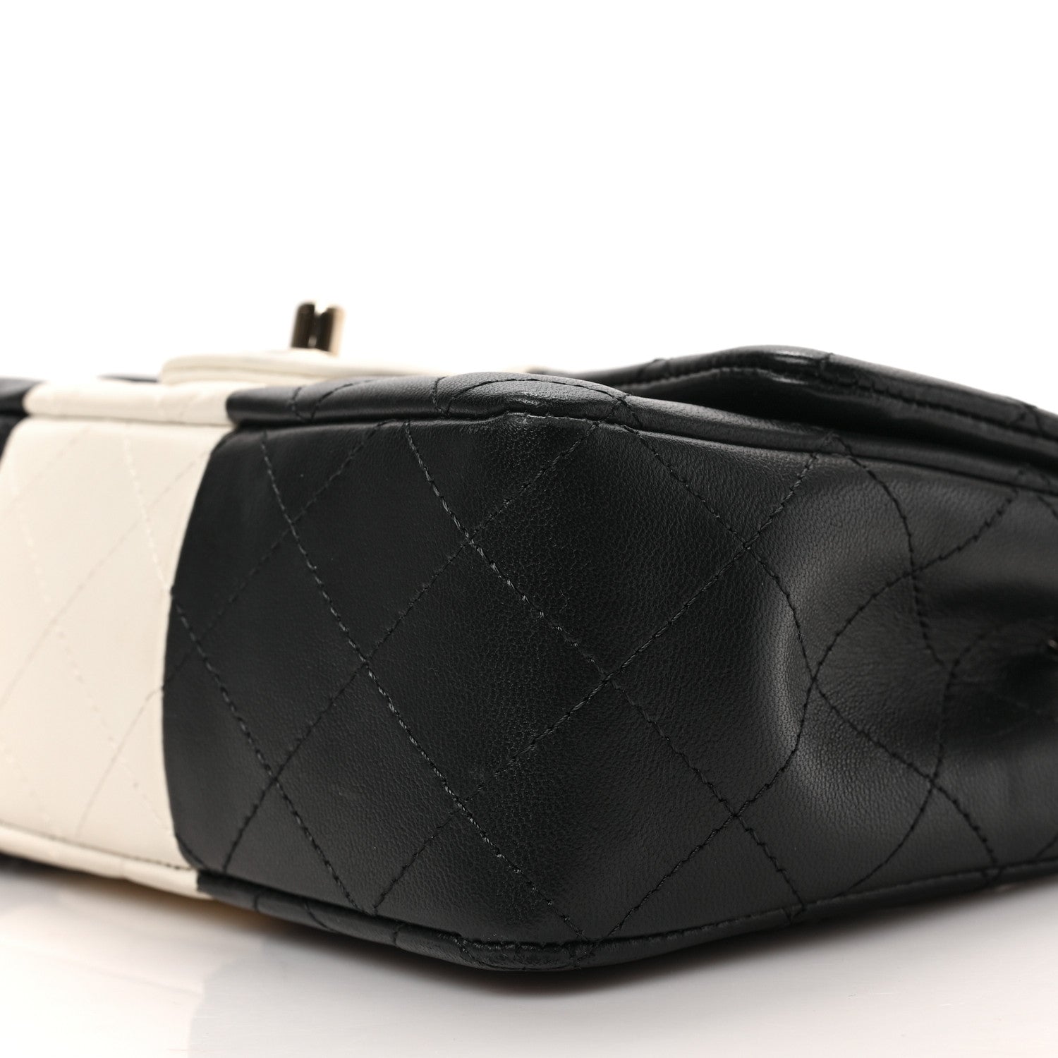 Chanel Lambskin Quilted Mini Rectangular Flap Black White 9 of 9