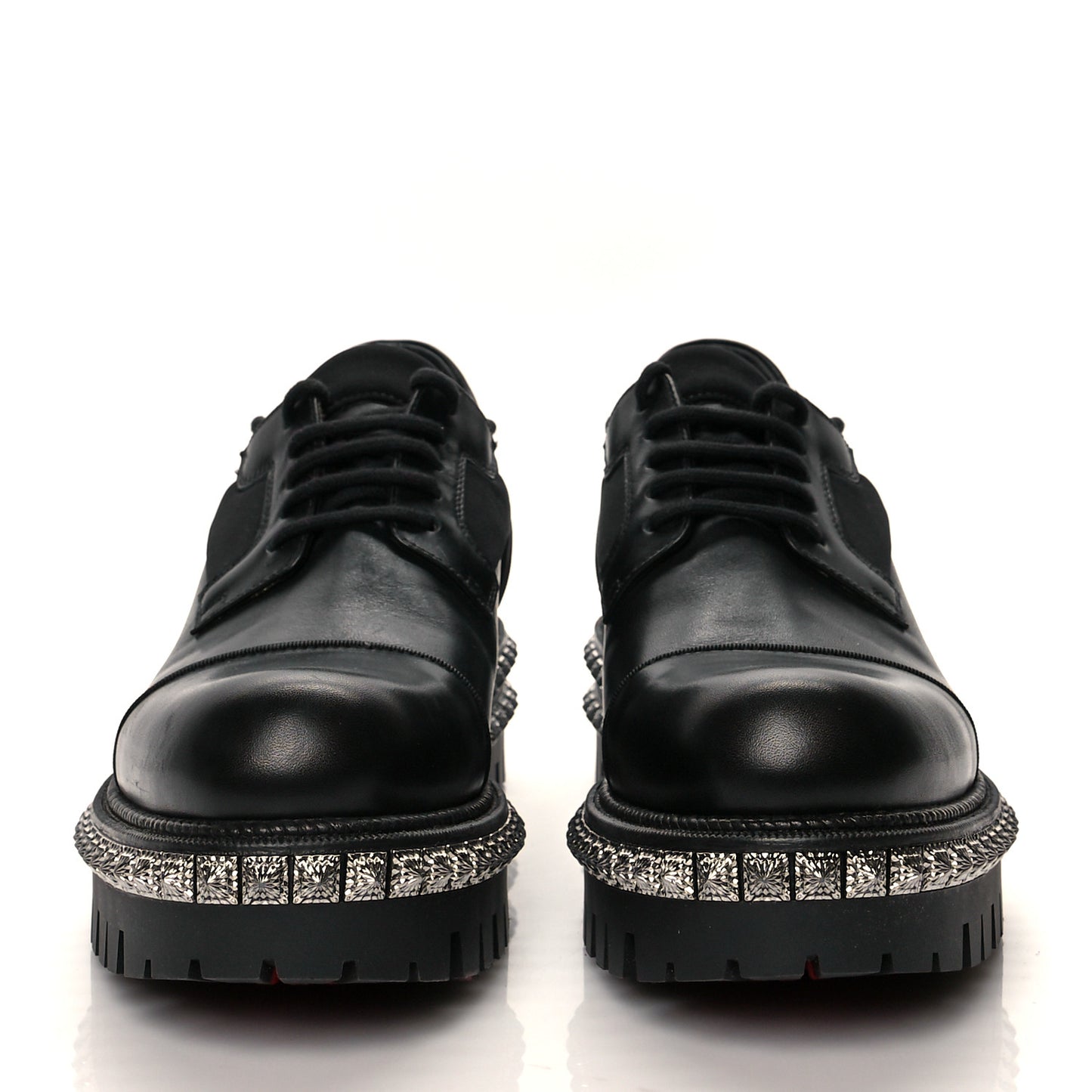 Calfskin Neoprene Studded Derby Oxfords 41 Black Gunmetal