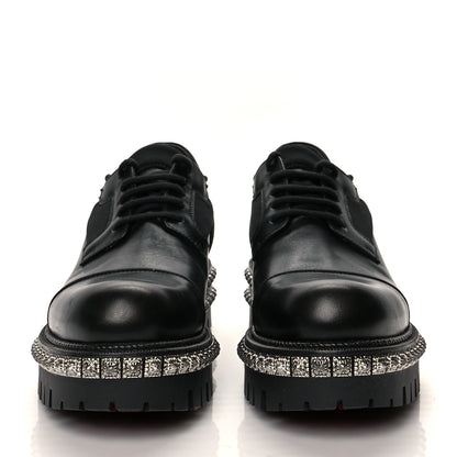 Christian Louboutin Calfskin Neoprene Studded Derby Oxfords 41 Black Gunmetal 2 of 10