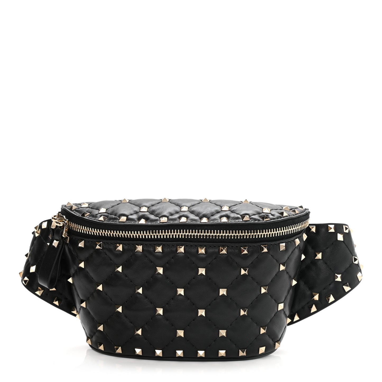 Lambskin Rockstud Spike Belt Bag 85 Black