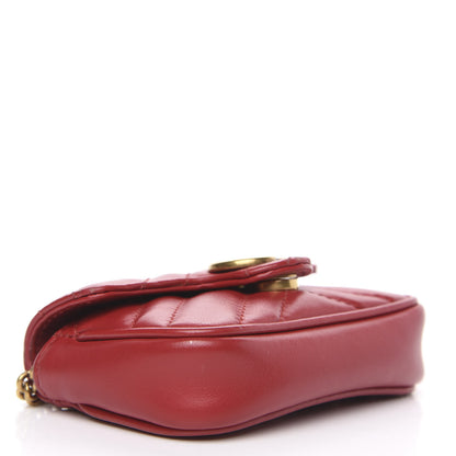 Gucci Calfskin Matelasse GG Marmont 2.0 Coin Purse On A Chain Hibiscus Red 3 of 10