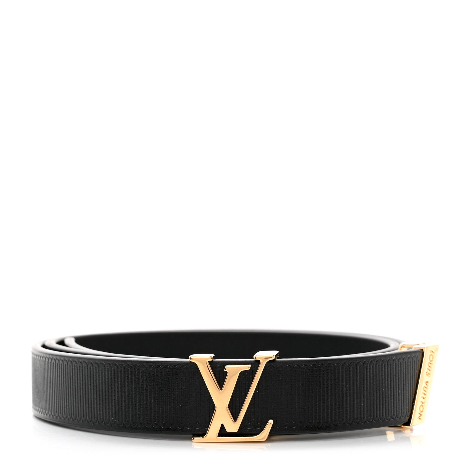 Louis Vuitton Calfskin Embossed 20MM LV Initiales Belt 70 28 Black 1 of 5