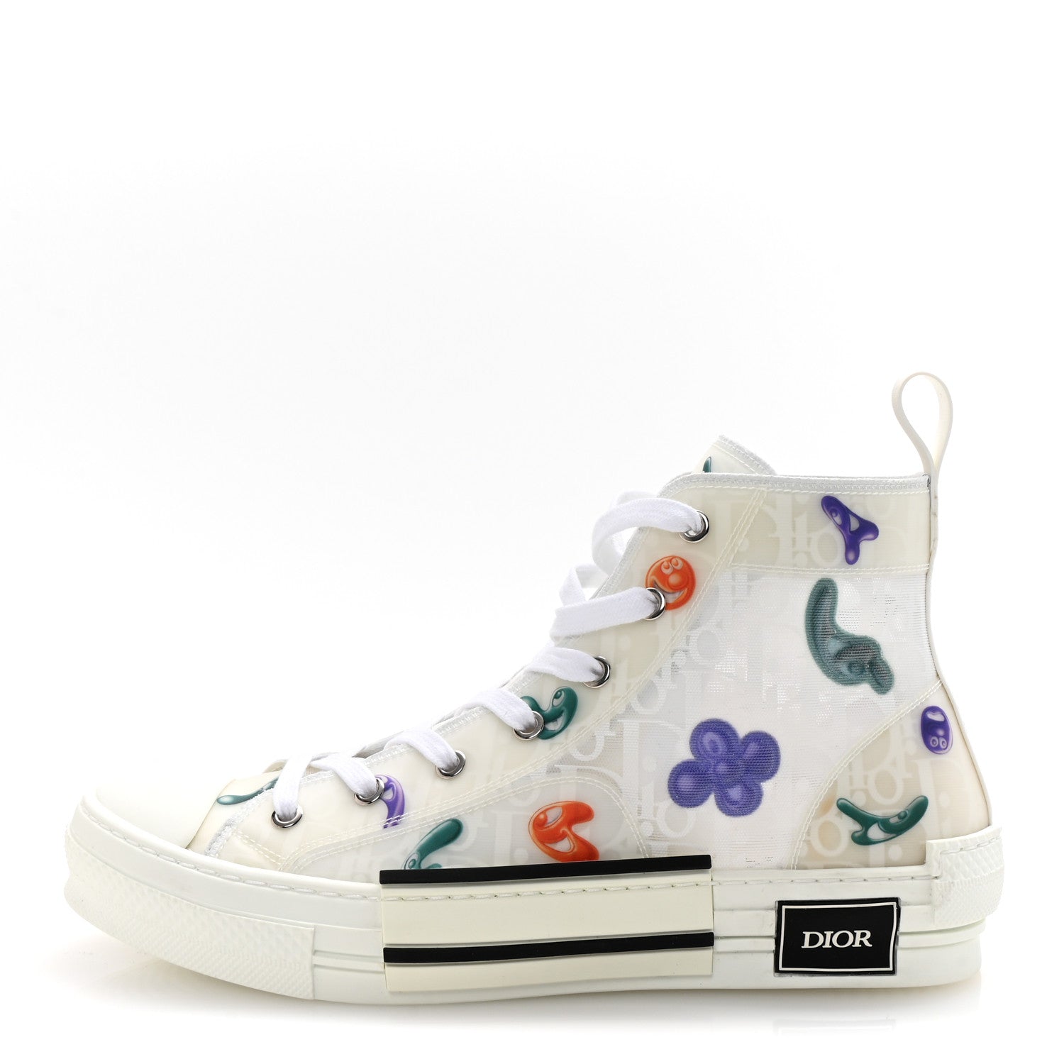 Christian Dior X KENNY SCHARF Technical Canvas Oblique Patch Mens B23 High Top Sneakers  42 White Blue 1 of 10