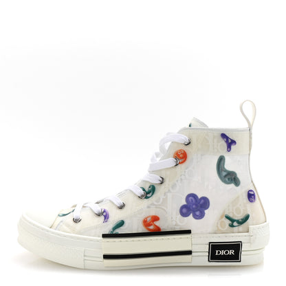Christian Dior X KENNY SCHARF Technical Canvas Oblique Patch Mens B23 High Top Sneakers  42 White Blue 1 of 10