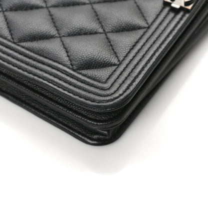 Chanel Caviar Quilted Boy Wallet On Chain WOC So Black 11 of 13