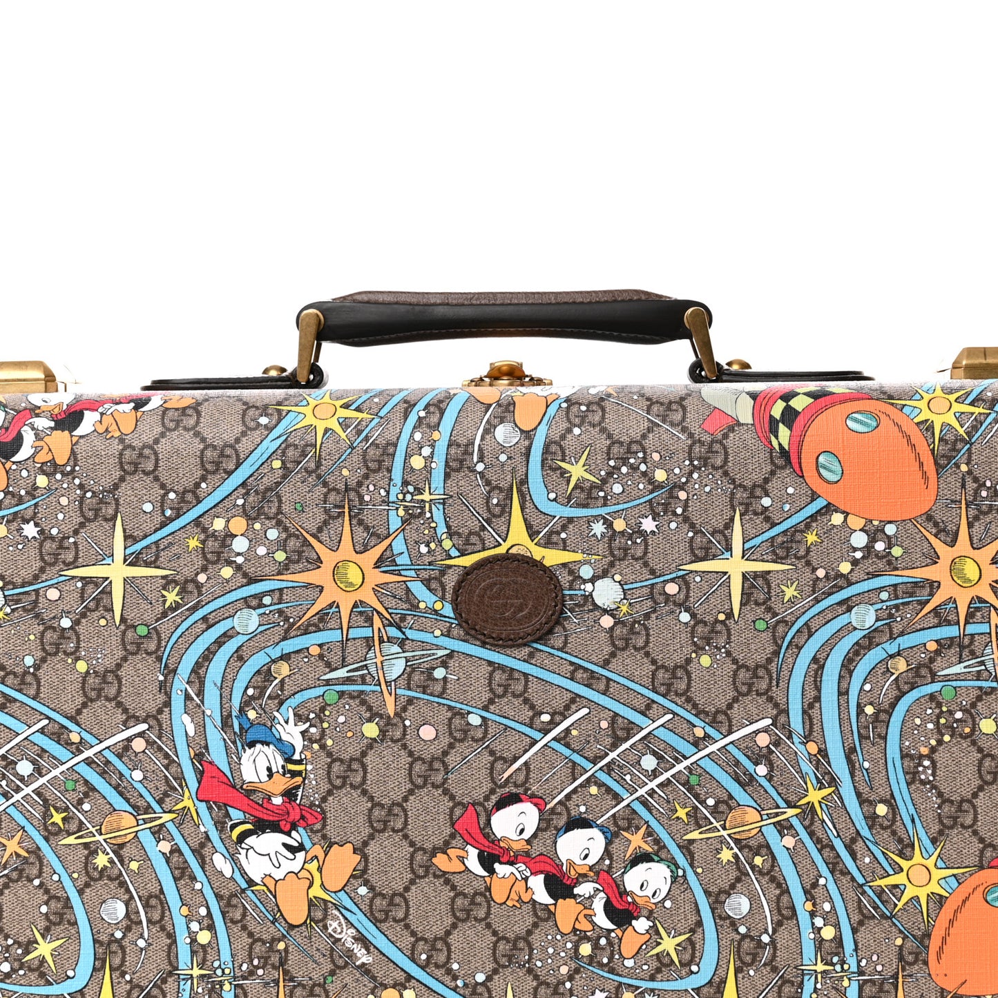 X DISNEY GG Supreme Monogram Donald Duck Retro Interlocking G Medium Savoy Suitcase Beige Multicolor New Acero