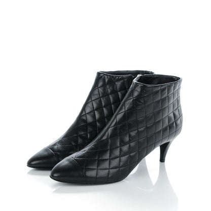 Chanel Calfskin Quilted Cap Toe Short Boots 41 Black 3 of 8
