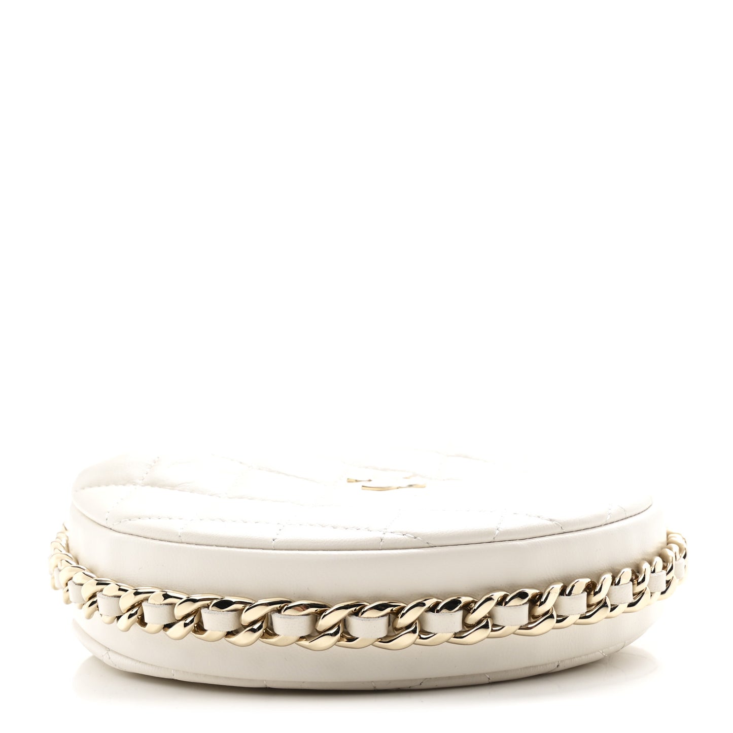 Lambskin Quilted Chain Around Pouch Hobo White