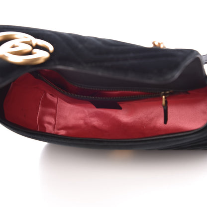 Gucci Velvet Matelasse Small GG Marmont Shoulder Bag Black 12 of 14
