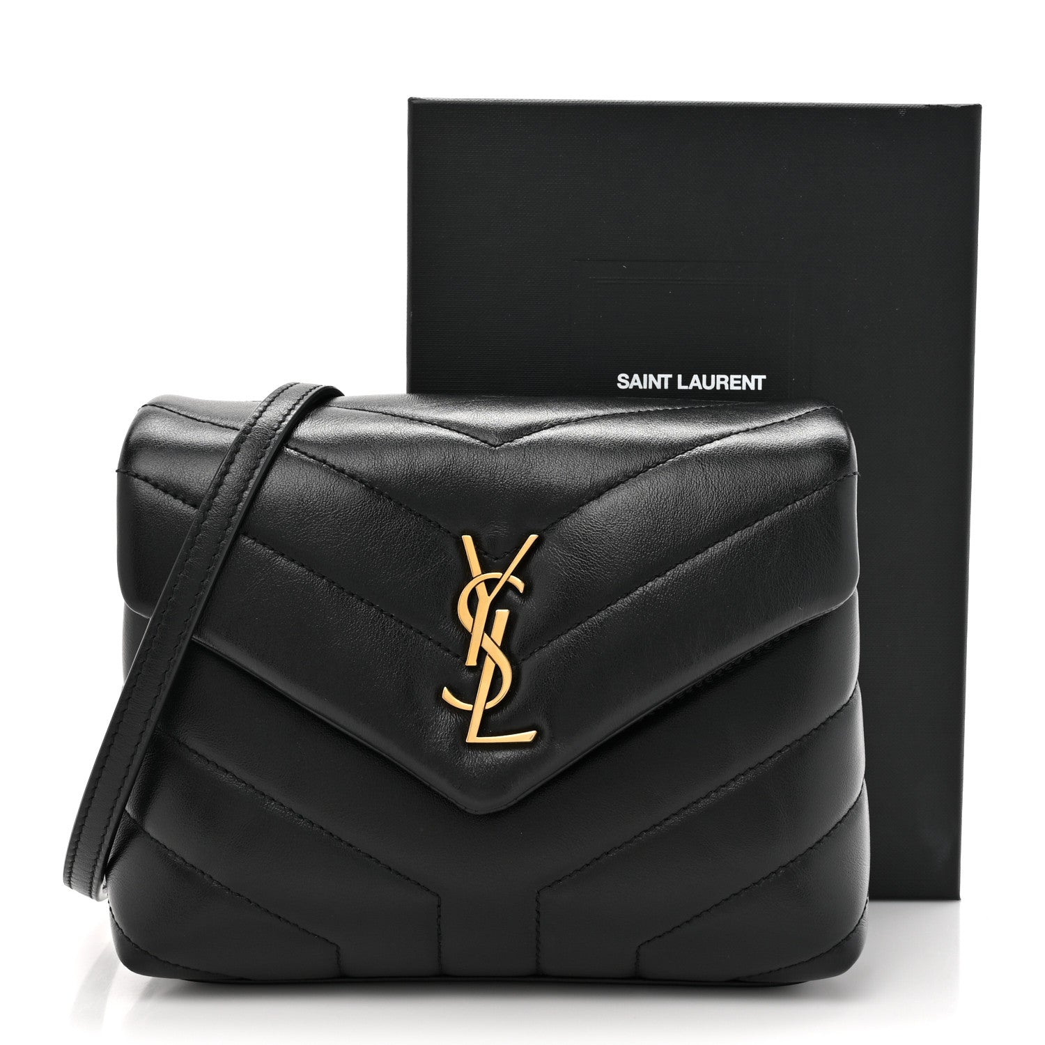 Saint Laurent Calfskin Y Quilted Monogram Toy Loulou Crossbody Bag Black 11 of 11