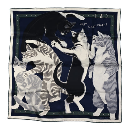 Hermes Silk Tours De Cles Scarf 70 Marine Black Gris 1 of 3
