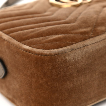 Gucci Velvet Matelasse Small GG Marmont Chain Shoulder Bag Taupe 9 of 12