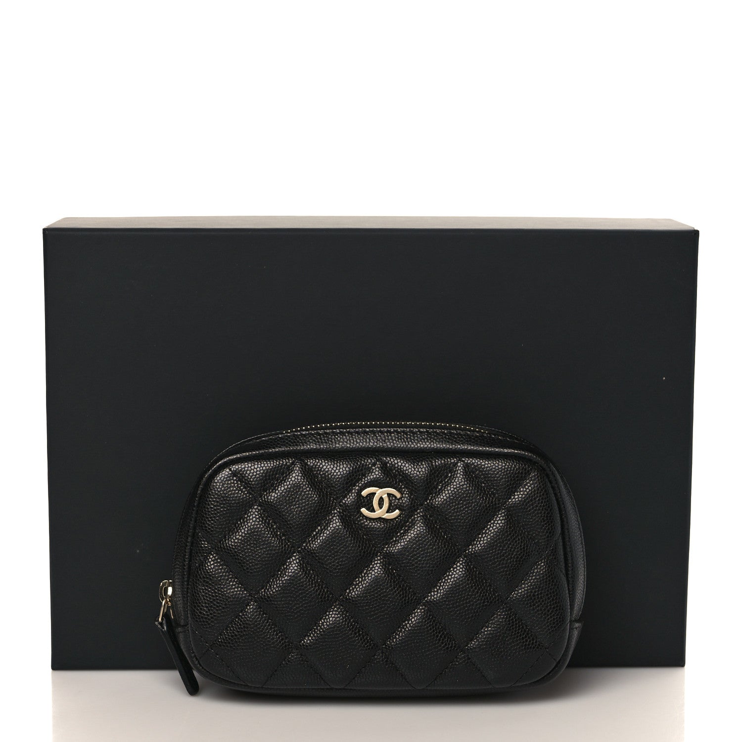 Chanel Caviar Quilted Small Curvy Pouch Cosmetic Case Black 8 of 8