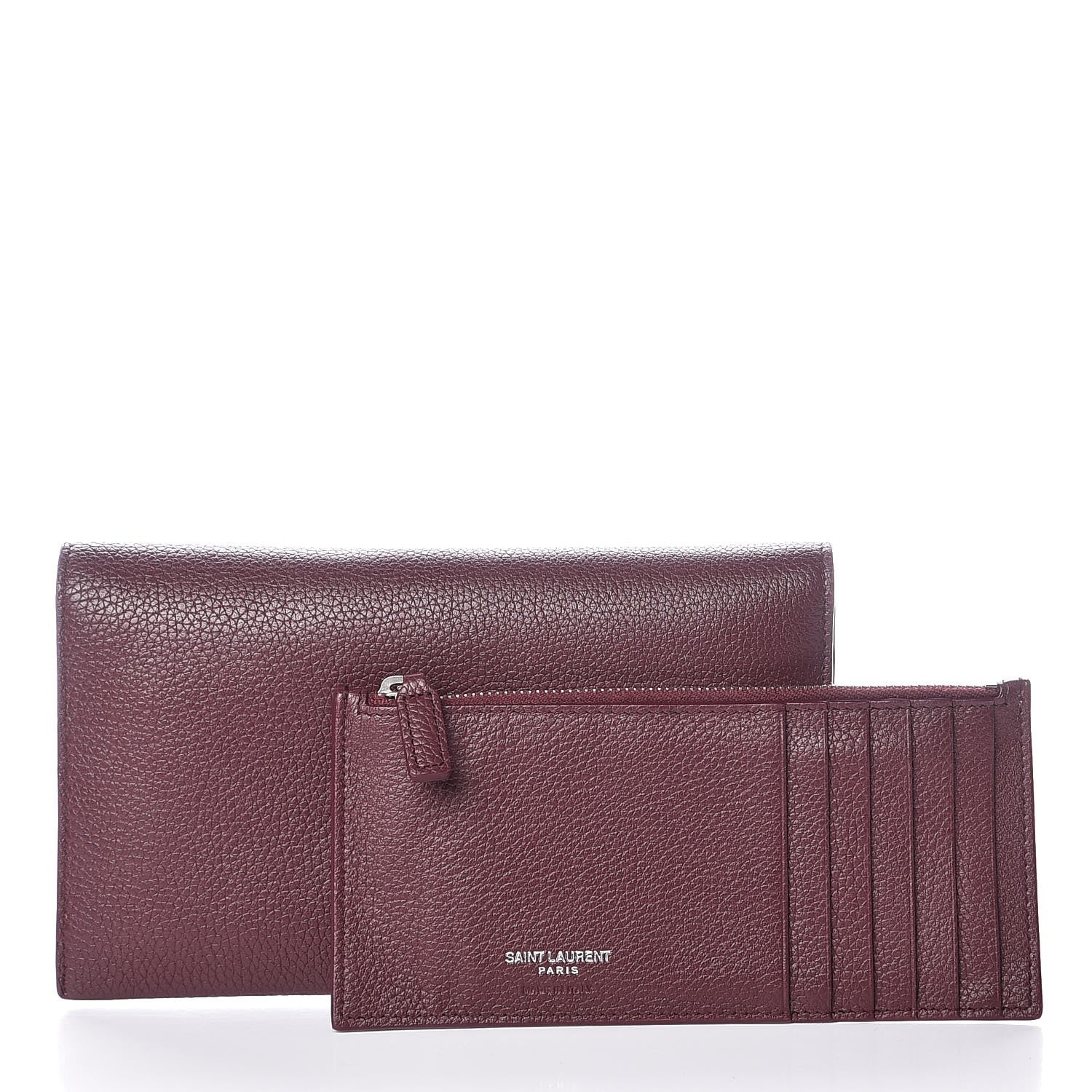 Saint Laurent Grained Calfskin Sac De Jour Souple Thin Wallet Rouge Legion 3 of 9