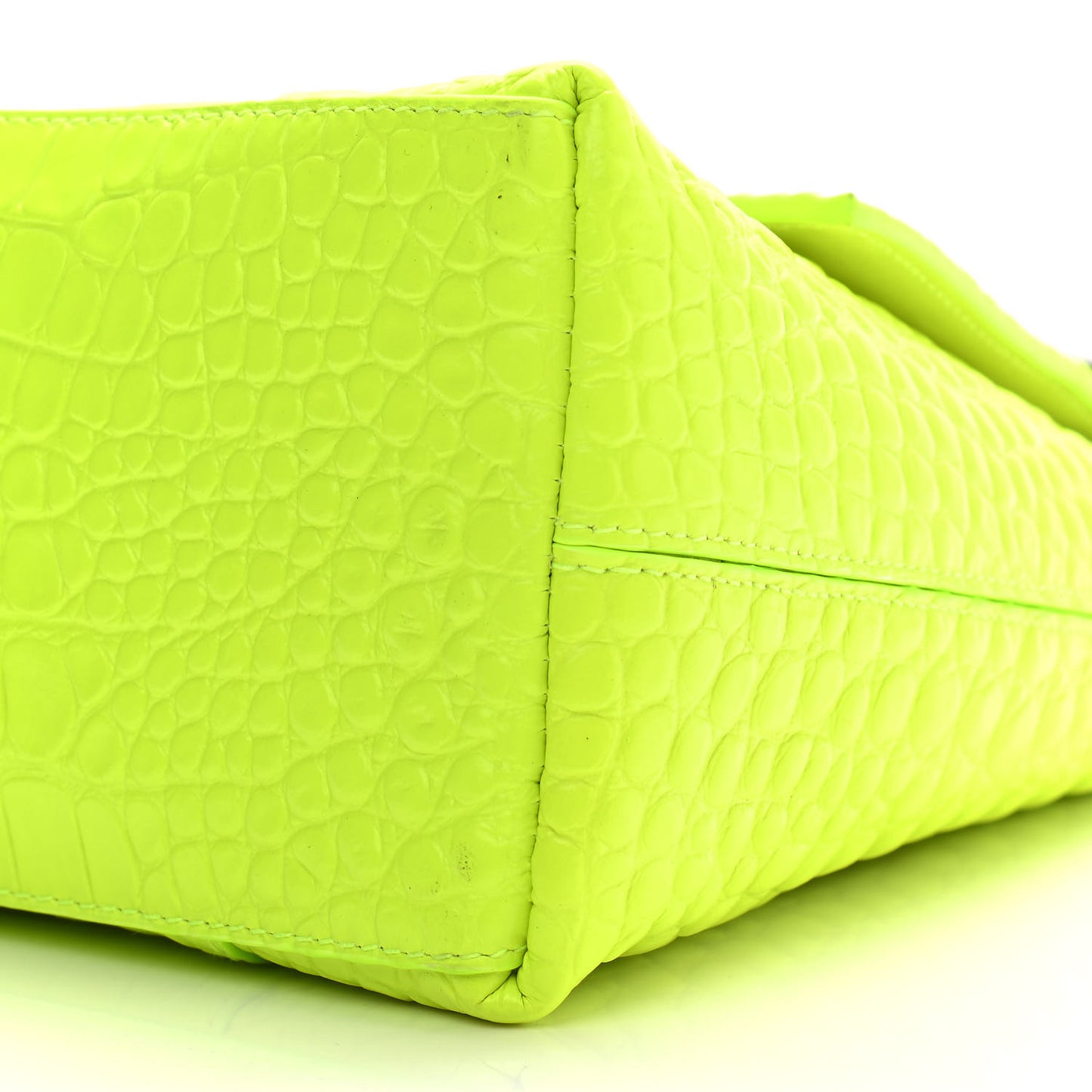 Calfskin Crocodile Embossed S Downtown Chain Shoulder Bag Fluo Yellow Black