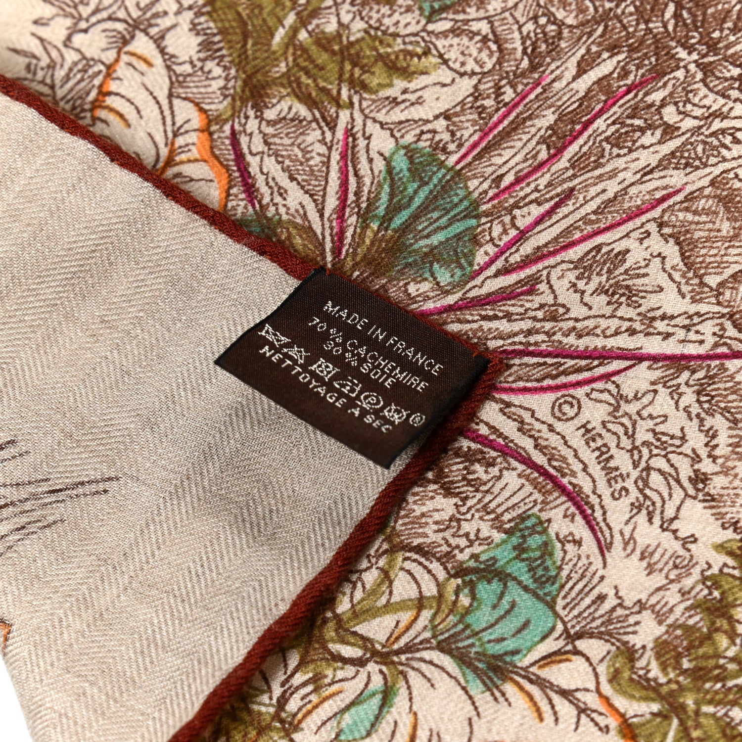 Hermes Cashmere Silk Le Jardin De Leila Au Bloc Shawl 140 2 of 6