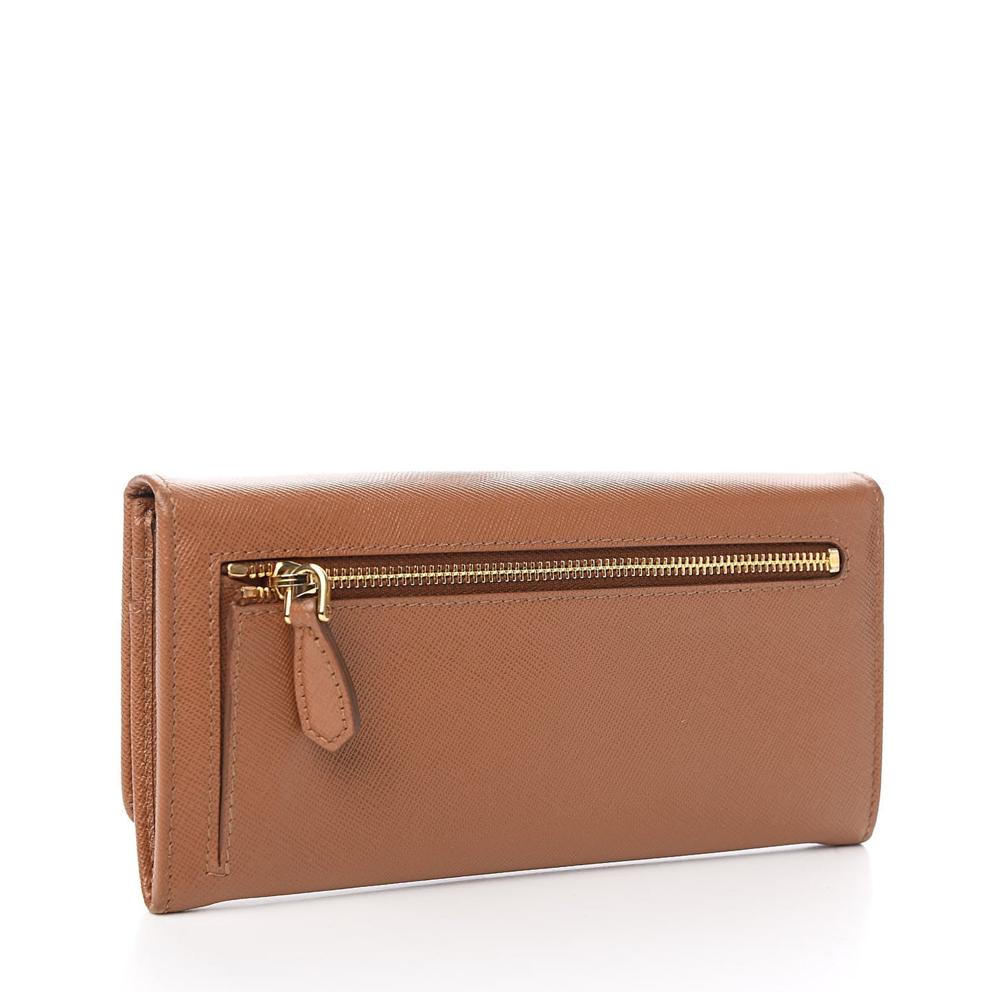Saffiano Metal Continental Flap Wallet Caramel
