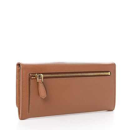 Prada Saffiano Metal Continental Flap Wallet Caramel 3 of 8