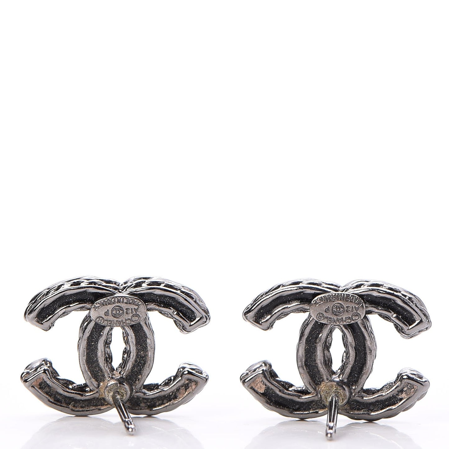 Ruthenium Crystal CC Earrings Silver Black