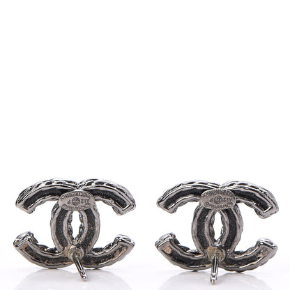 Chanel Ruthenium Crystal CC Earrings Silver Black 4 of 6
